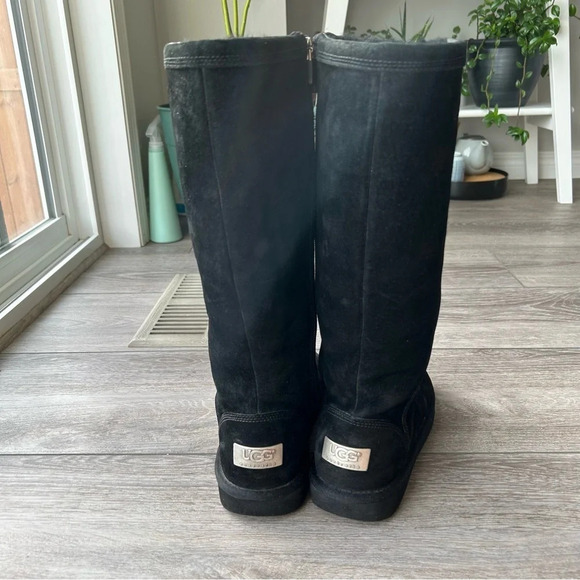 UGG Black Sheepskin Lining Suede Leather Tall Boots - Picture 5 of 16